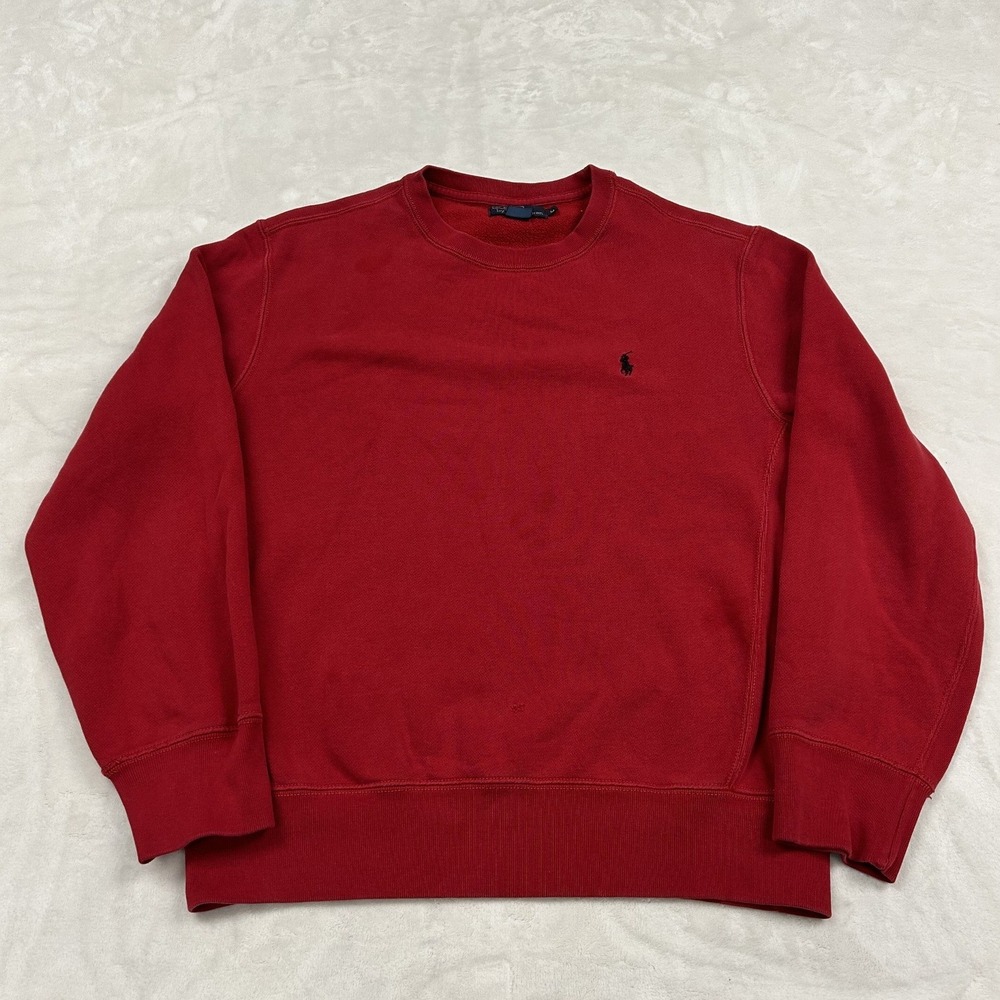 Polo Ralph Lauren Sweatshirt Mens Medium Red Crewneck Pony Logo Fleece